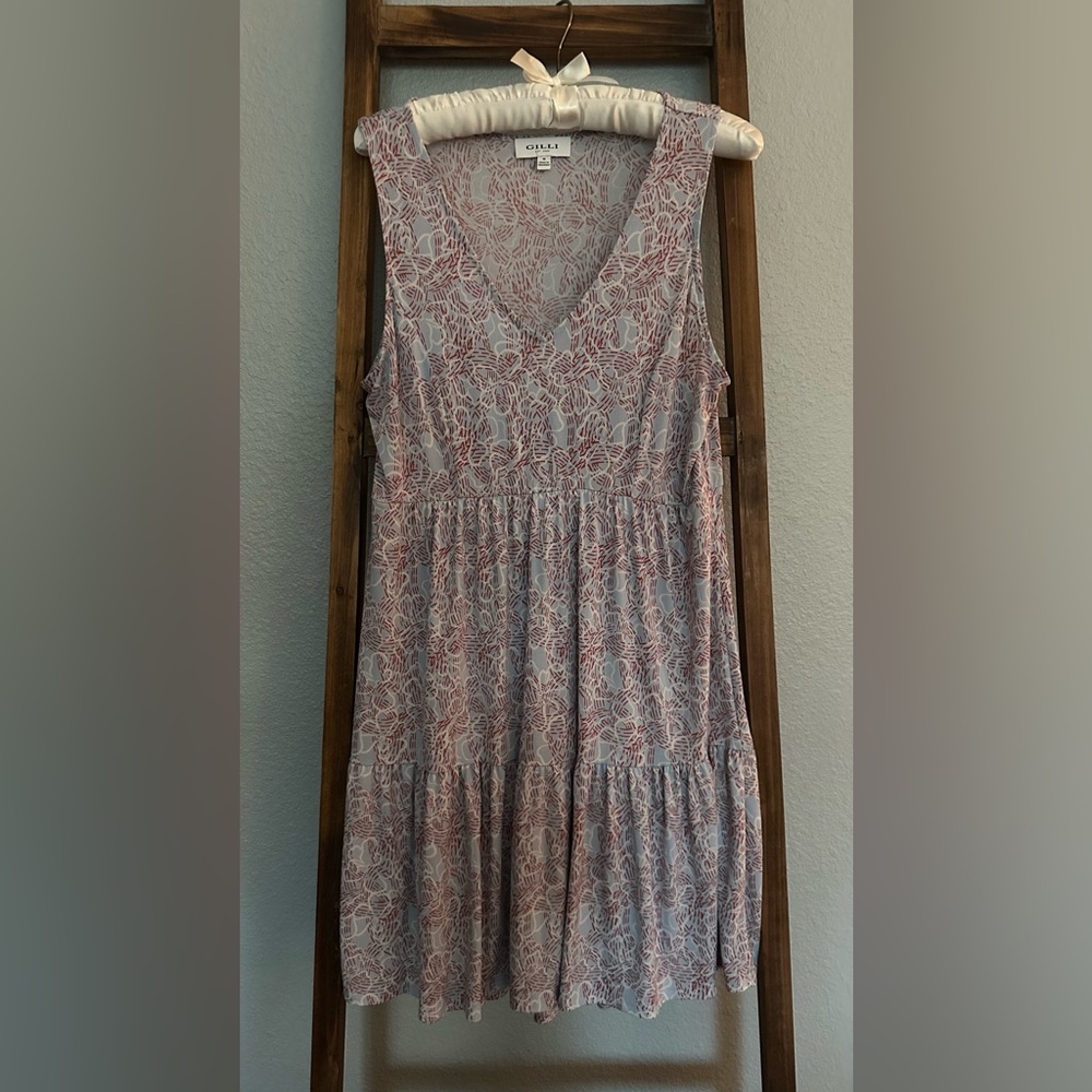 Gilli Red and Light Blue Smocked Sundress
